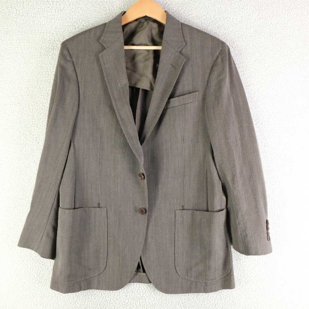 Coppley Blazer Mens 40S Short Brown Herringbone Birdseye Two Button Black Label